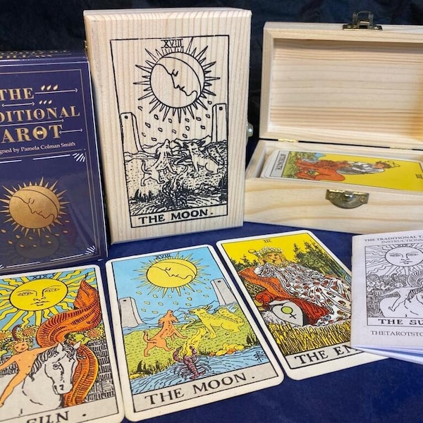 BEGINNERS Tarot 78 cards bag and Handcrafted box , tarot cards, tarot deck , Tarot readings