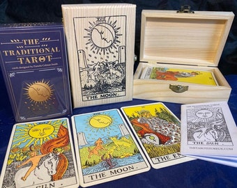 BEGINNERS Tarot 78 cards bag and Handcrafted box , tarot cards, tarot deck , Tarot readings