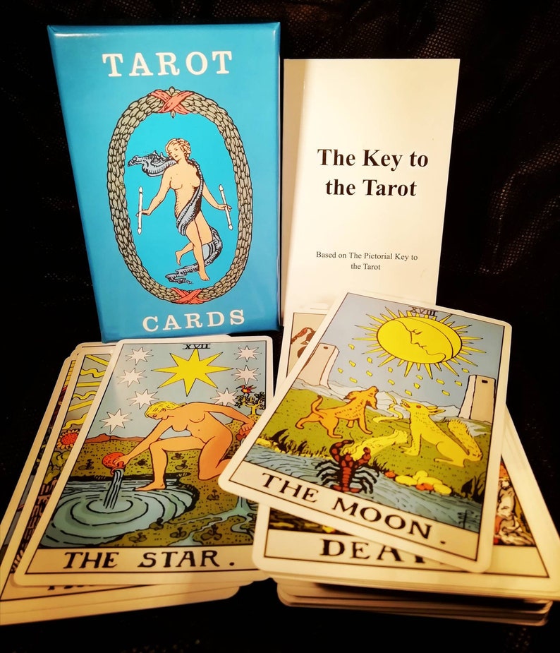 Tarot Deck Tarot cards ,100 page Guidebook cotton bag , gift for her easter image 1