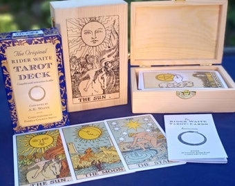 Jeu de cartes de tarot vintage, 78 cartes avec livre, boîte fabriquée à la main