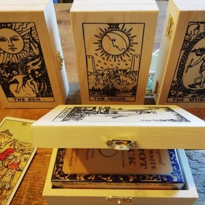 Tarot cards box 13 designs,handcrafted For storing your cards , Hinged with a metal clasp to front image 8