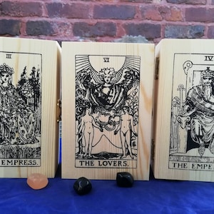 Tarot cards box 13 designs,handcrafted For storing your cards , Hinged with a metal clasp to front image 3