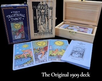 Tarot Gift Set — 78 Cards, Original Guidebook, Wooden Storage Box & Matching Bag