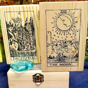 Tarot cards box 13 designs,handcrafted For storing your cards , Hinged with a metal clasp to front image 4