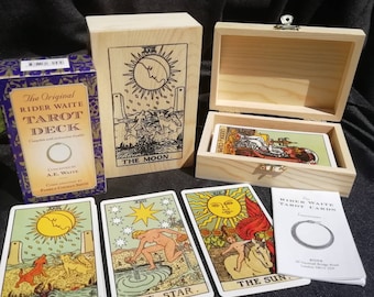 Tarot Card Deck Gift Set – 78 Cards, Book, Bag, and Handcrafted Box – Perfect Christmas Gift for Her