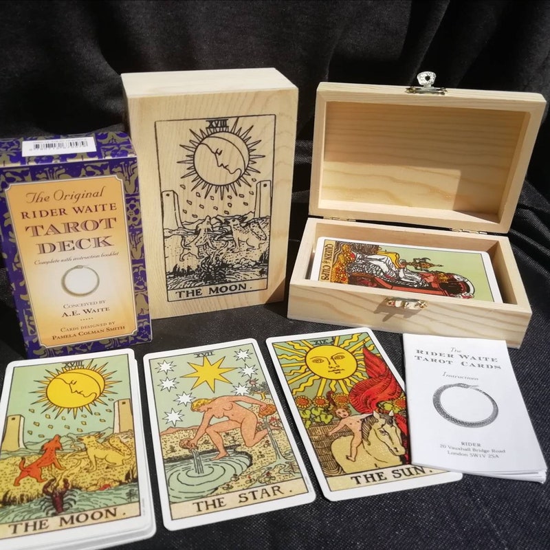 Tarot Card Deck Gift Set – 78 Cards, Book, Bag, and Handcrafted Box – Perfect Christmas Gift for Her