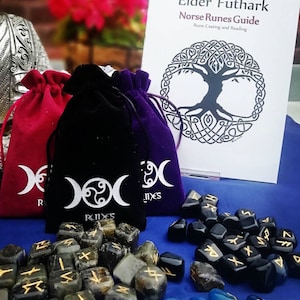 Rune stones gift set includes 21 page  guide book and free satin lined bag - runestones tarot