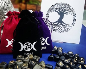 Rune stones gift set includes 21 page  guide book and free satin lined bag - runestones tarot