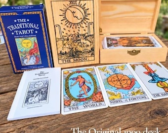 Tarot Card Deck Gift Set – 78 Cards, Book, Bag, and Handcrafted Box – Perfect Christmas Gift for Her