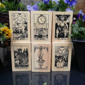 Tarot cards box 13 designs,handcrafted For storing your cards , Hinged with a metal clasp to front image 1