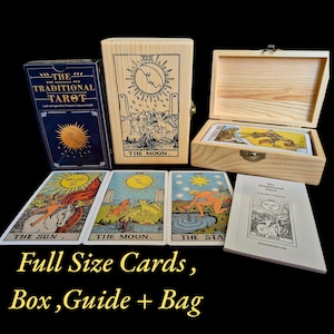 Baraja de cartas del tarot. Juego de regalo de cartas del tarot, 78 cartas + bolsa de cartas del tarot con libro + caja artesanal de diseñador para regalarle a ella