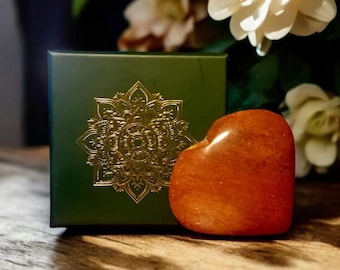 Red Aventurine Heart Crystal: Energy, Creativity, Grounding (Gift Box)