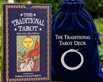 The traditional tarot deck  (1909) with a handmade pouch.