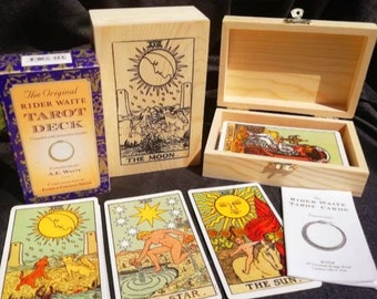 BEGINNER TAROT Deck. The tarot cards gift set , 78 Cards + bag + guide +Handcraftedbox designer box