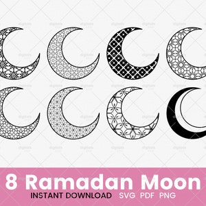 Eid al adha SVG, Eid Svg, Moon Pattern, Crescent Moon SVG, Moon Clip art Png, Laser Cut PDF, Glowforge svg