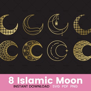 8 Islamic Moon svg | Ramadan Moon svg | Ramadan Decor | Moon svg