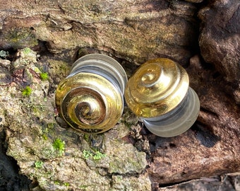 5/8” Antique Gold Swirl Acrylic Resin Plug