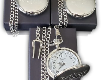 3 engraved Groomsman Pocket  Watches - Vintage wedding - Best Man groomsman gifts - Engraved watch set - Personalized gifts for him or her