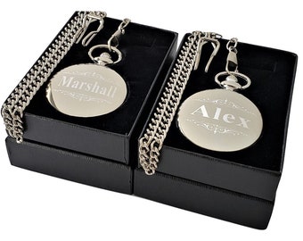 2 relojes de bolsillo personalizados: padre de la novia, padre del novio, regalo para acomodadores y padrinos de boda, 2 regalos de boda y regalos para el padrino.