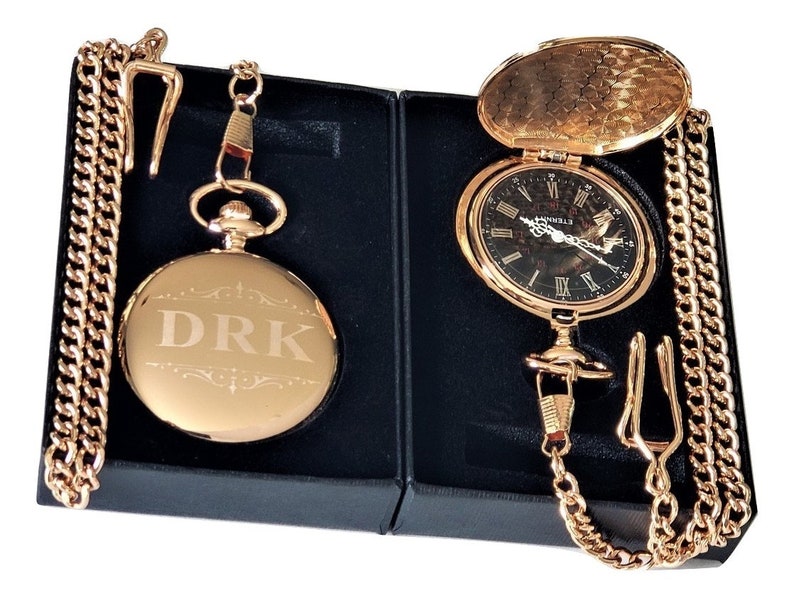 2 Black Groomsmen Pocket Watches Personalized Pocket Watch Etsy