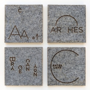 National Park felt coasters - original illustrations, laser cut wool felt, incl. Yosemite, Yellowstone, Grand Teton, Arches, Zion, Acadia