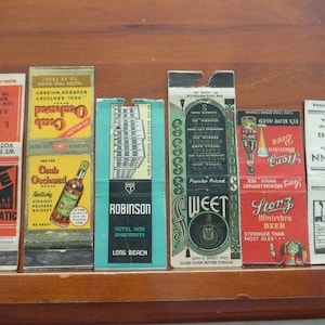 Vintage Matchbook Covers - lot of 6,  Ephemera, craft, art, collectible, history, tobacciana, advertisement