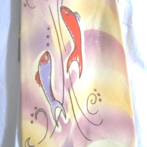 Vintage Handbemalte Krawatte, 1940er Jahre vibe, Artsy Fish
