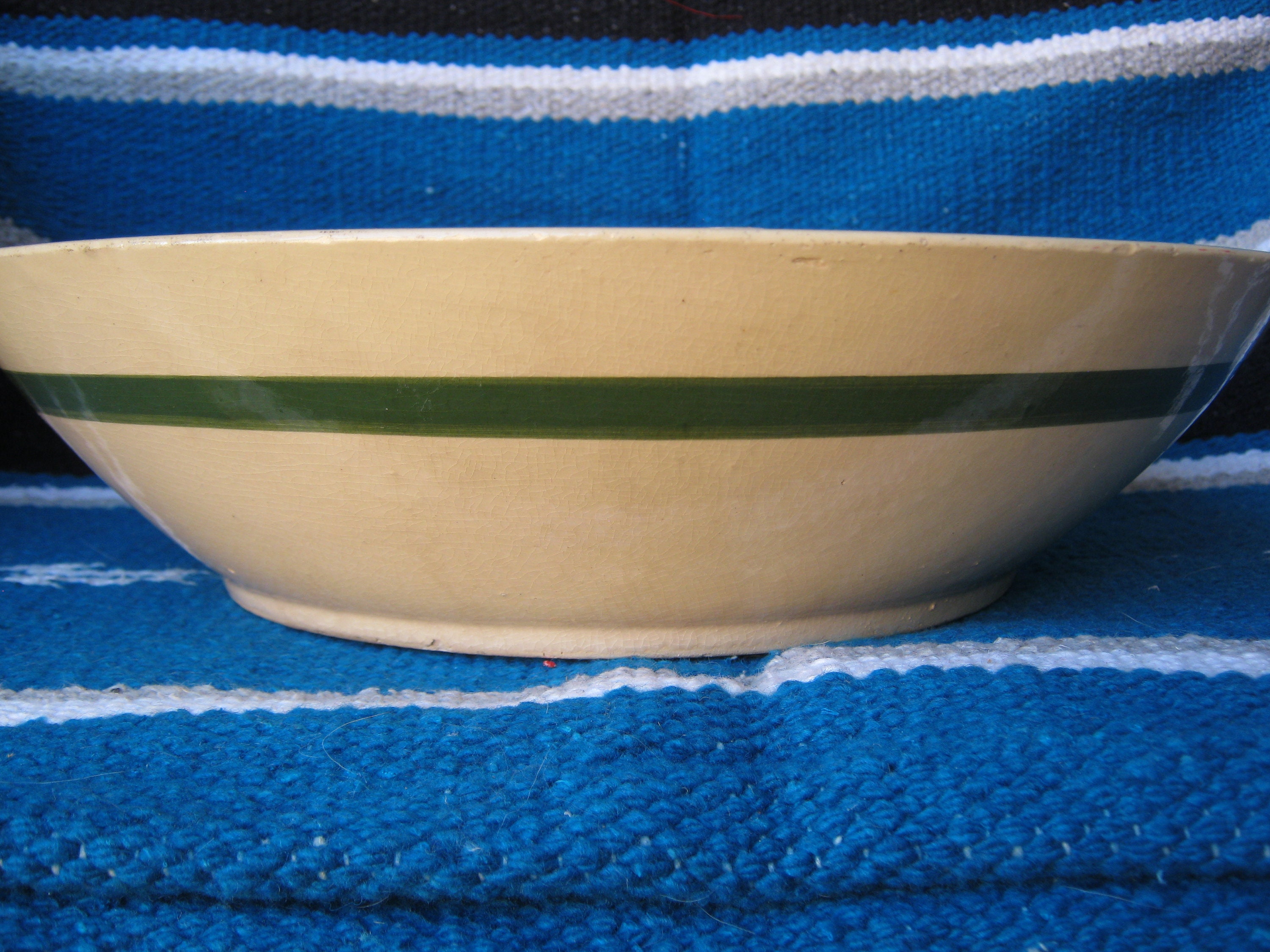 Vintage Watts Yellow Ware Bowl 31 , Vintage Pottery, Hand Painted, USA