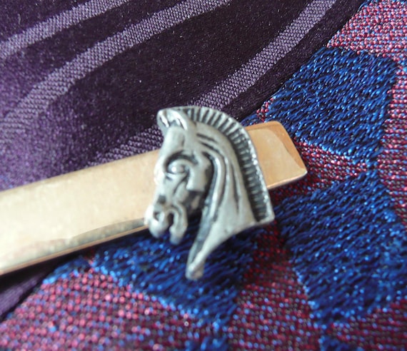 Vintage tie bar with Trojan Horse head, war horse, history