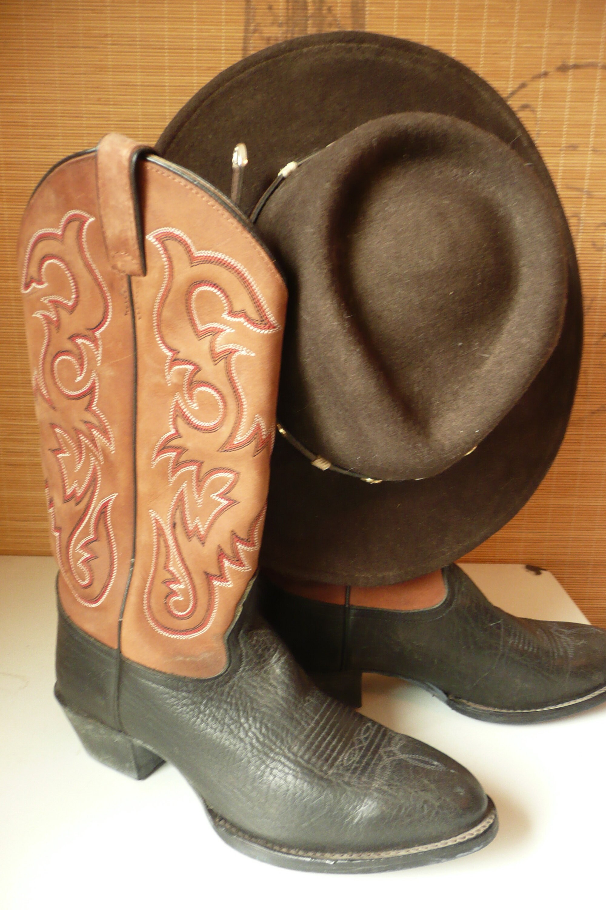 Bottes De Cowboy Vintage Tony Lama 1617 - Cuir Marron, Bout Pointu Arc-en-ciel, Taille 6.5 USA (Homme)
