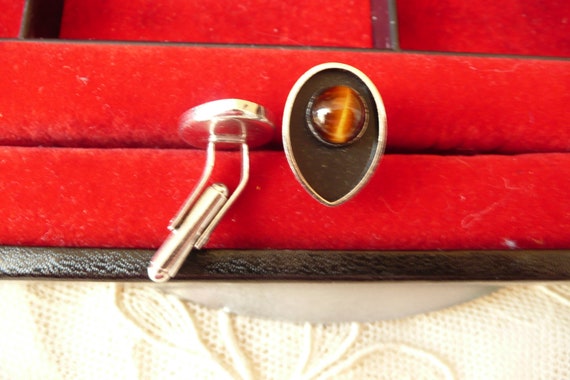 Tiger's Eye and Black cufflinks, stylish and mode… - image 2