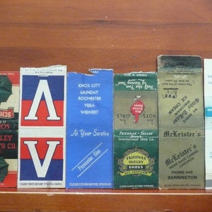 Vintage Matchbook Covers - lot of 6,  Ephemera, craft, art, collectible, history, tobacciana, advertisement