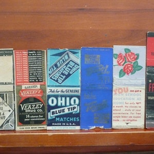 Vintage Matchbook Covers - lot of 6,  Ephemera, craft, art, collectible, history, tobacciana, advertisement
