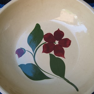 Vintage Watts Yellow Ware Bowl  #31 , Vintage pottery, Hand painted, USA pottery