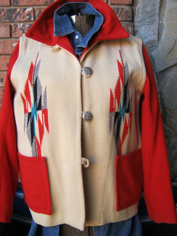 Vintage Chimayo Blanket Jacket, Authentic Southwes