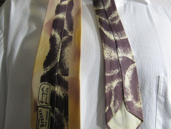 Vintage Hand Painted Necktie, 1940s vibe, Artsy F… - image 5