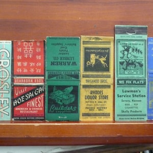 Vintage Matchbook Covers - lot of 6,  Ephemera, craft, art, collectible, history, tobacciana, advertisement