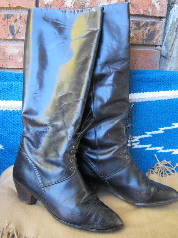Knee high top granny boots