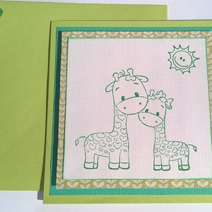 Carte enfant "Les petites girafes" - Vertes ou Rouges