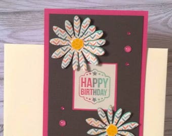 Birthday card - flowers / fuchsia