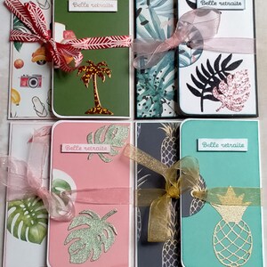 SPECIALE RETRAITE - Pochettes carte cadeau, billet, chèque - thème tropical