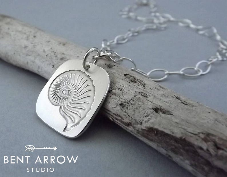 Collar de amonito de plata de ley fósil amonite colgante image 0