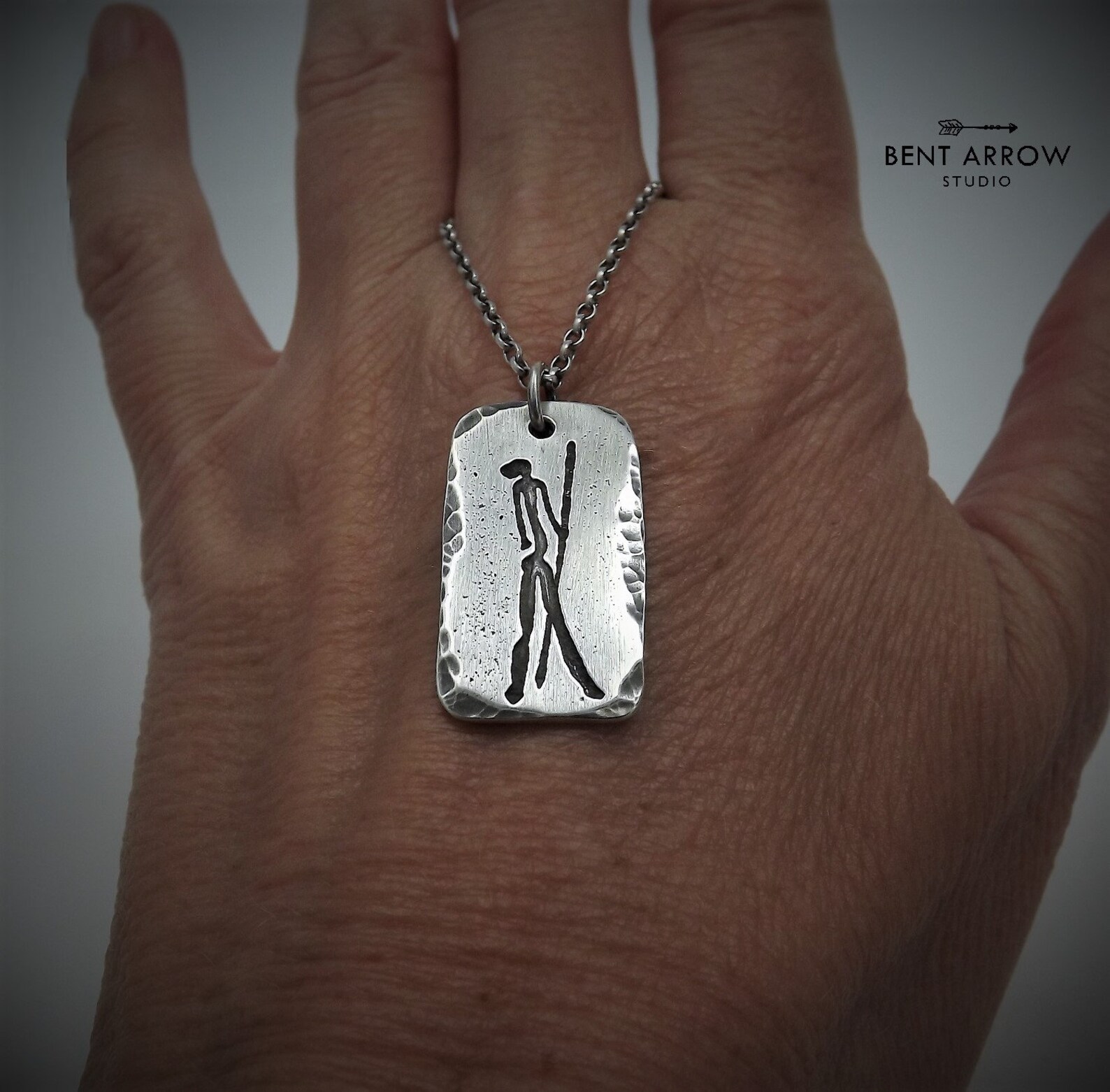 Sterling Silver Warrior Pendant Warrior Necklace Petroglyph Etsy