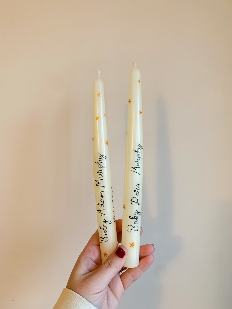 Personalised Star Taper Candle, Bespoke Candles, Home Decor, in Memory