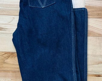 Vintage Shades Jeans, Women 16, cotton, high waisted, indigo blue, flare bottom, pocket tag detail, western wear