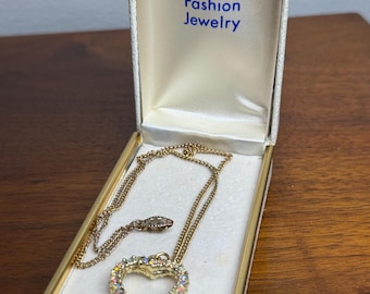 Vintage open Heart Necklace Reversible Necklace Pearl Heart