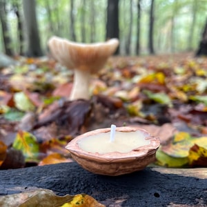 24 walnut candles from beeswax in yellow, gold, white, mother of pearl or champagne. Sweet gift of nature. Advent calendar, Christmas lights