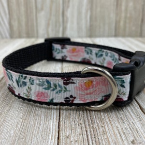 Pink Floral Dog Collar, Girly Collar, Pretty Dog Collar, Puppy Collar, Adjustable Dog Collar, Pink, Flower Collar, Dog Mom Gift, Pet Gift
