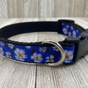 Blue Daisy Dog Collar, Girly Collar, Pretty Dog Collar, Puppy Collar, Adjustable Dog Collar, Blue, Flower Collar, Dog Mom Gift, Pet Gift
