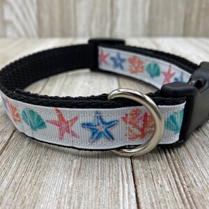 Starfish Dog Collar, Beach Collar, Dog Mom Gift, Pink, Green, Blue Dog Collar, Nautical Dog Collar, Seashell Collar, New Puppy, Dog Gift